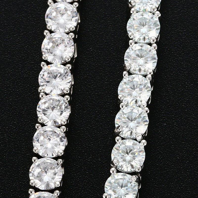 3–5mm Moissanite Tennis Chain – 925 Sterling Silver Single Row Iced-Out Hip Hop Men’s Necklace - CaratixJewelry