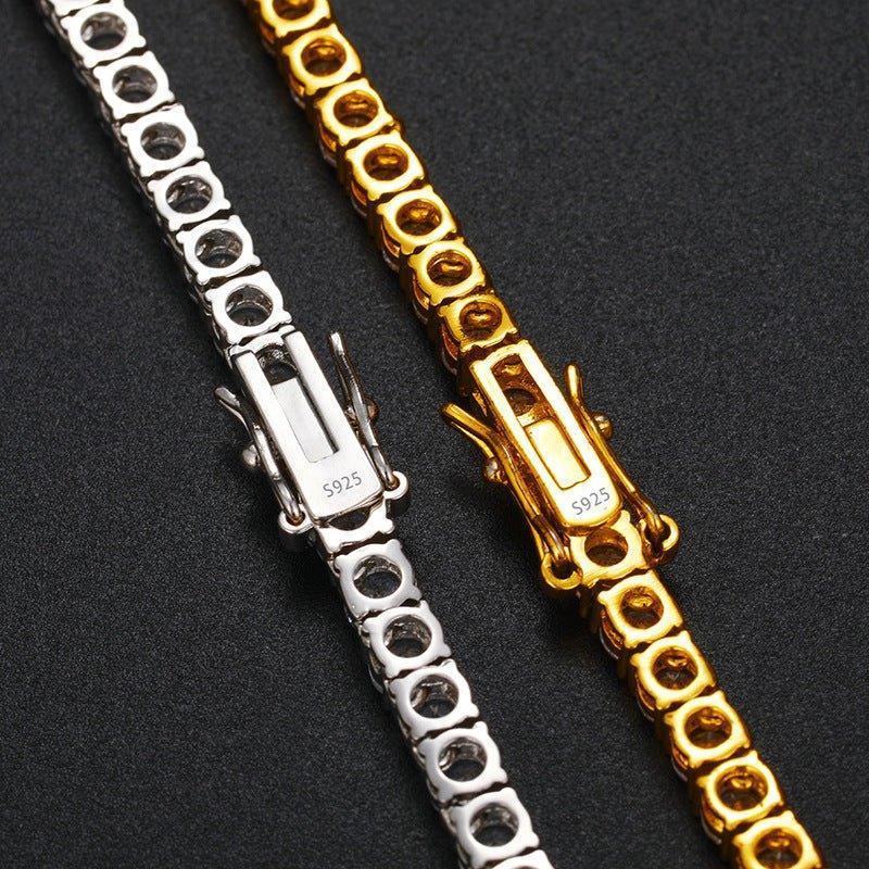 3–5mm Moissanite Tennis Chain – 925 Sterling Silver Single Row Iced-Out Hip Hop Men’s Necklace - CaratixJewelry