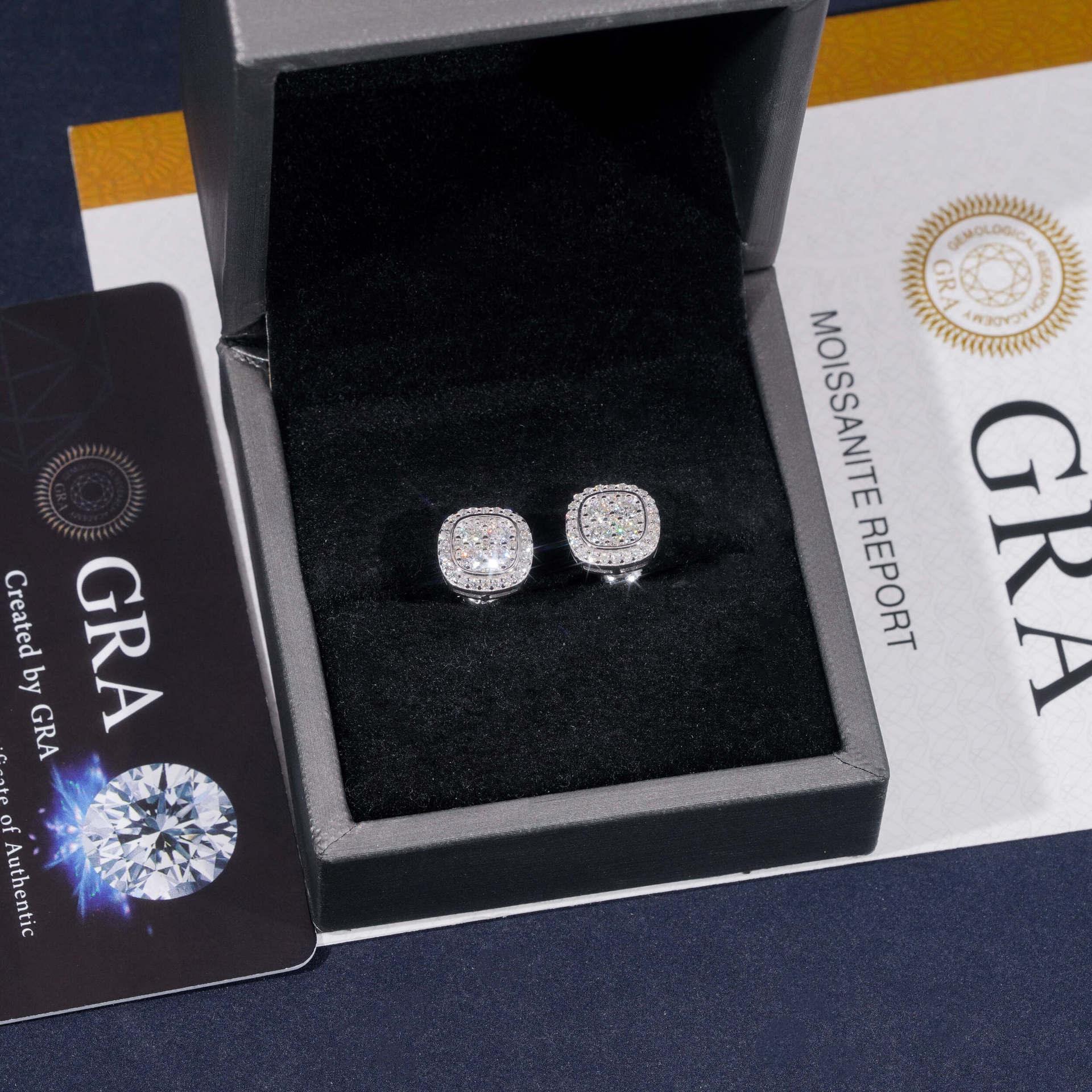 S925 Silver Round Moissanite Stud Earrings Unisex Classic Style - CaratixJewelry