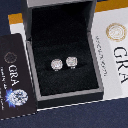 S925 Silver Round Moissanite Stud Earrings Unisex Classic Style - CaratixJewelry