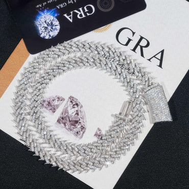 10mm D-Shape Moissanite Cuban Link Necklace | S925 Silver Men’s Hip Hop Chain - CaratixJewelry