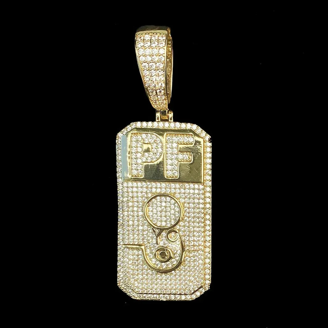 Heavy Industry "PF" Square Pendant | Men's Niche Design Rapper Necklace - CaratixJewelry