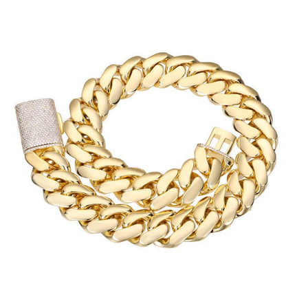 CARÁTIX 20mm Iced Out Cuban Link Chain Necklace – Heavy CZ Rhombus Hip Hop Bling Jewelry for Men | Rapper Curb Choker Gift - CaratixJewelry