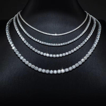 Moissanite Tennis Chain Bracelet/Necklace – 925 Sterling Silver Iced-Out Jewelry in 2mm / 3mm / 4mm / 5mm / 6.5mm Widths - CaratixJewelry