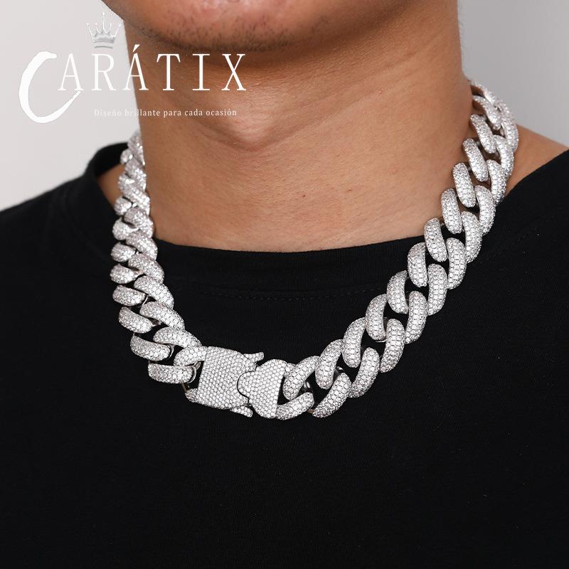 CARÁTIX 20mm Heavy Cuban Link Chain Necklace – 5A+ CZ Iced Out Hip Hop Bling Jewelry for Men | Solid Rapper Gift