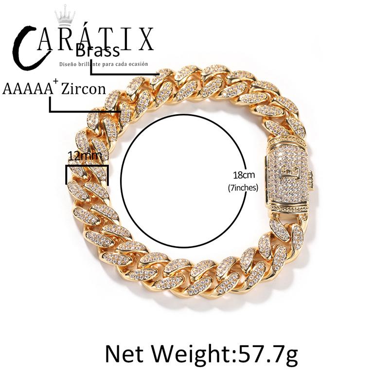 CARÁTIX – Letters Link Chain Necklace | Iced Out Round Cuban Choker for Men & Women