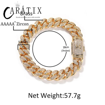 CARÁTIX – Letters Link Chain Necklace | Iced Out Round Cuban Choker for Men & Women