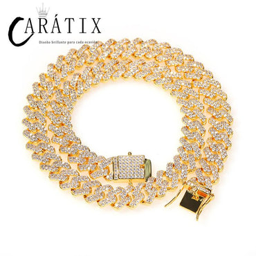 CARÁTIX 12mm Square Cuban Chain | AAA+ CZ Iced Out Choker Necklace for Men & Women