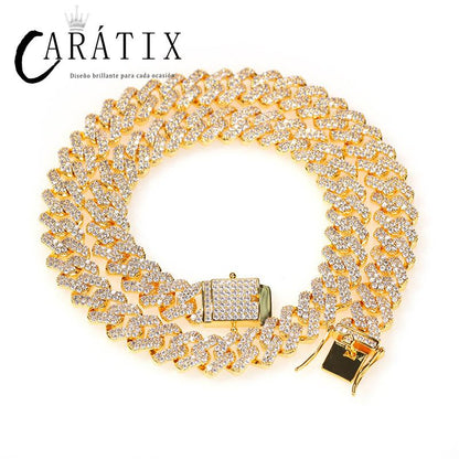 CARÁTIX 12mm Square Cuban Chain | AAA+ CZ Iced Out Choker Necklace for Men & Women