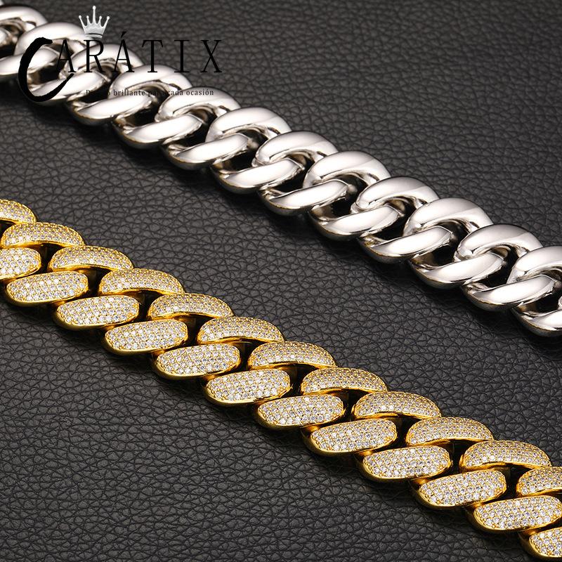 CARÁTIX 20mm 4-Row Cuban Miami Link Chain Necklace – Iced Out CZ Jewelry for Men & Women Hip Hop
