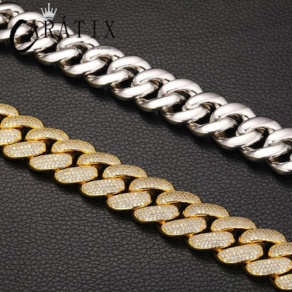 CARÁTIX 20mm 4-Row Cuban Miami Link Chain Necklace – Iced Out CZ Jewelry for Men & Women Hip Hop