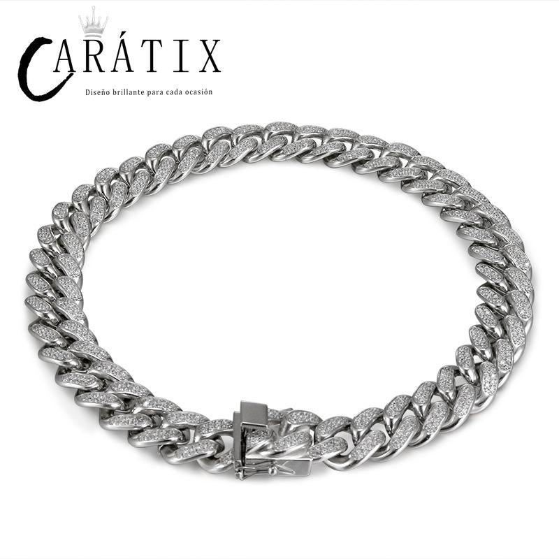 CARÁTIX 19mm Cuban Chain | Titanium Steel Iced Out Hip Hop Necklace for Men