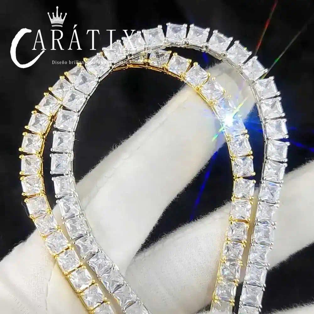 CARÁTIX -  Fashion  Tennis Chain Simplicity Square 5A Cubic Zirconia Luxury Inlaid Tennis Necklace for Women Gift Valentine's Day Gift for Men & Girls & Boys Mothers' Day Gift #Springtok