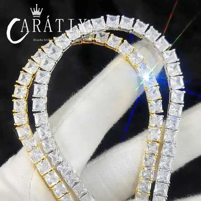 CARÁTIX -  Fashion  Tennis Chain Simplicity Square 5A Cubic Zirconia Luxury Inlaid Tennis Necklace for Women Gift Valentine's Day Gift for Men & Girls & Boys Mothers' Day Gift #Springtok