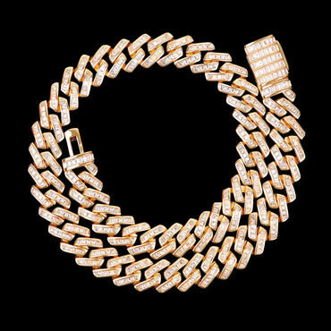 11MM Fully Baguette Link Iced Out Necklace Chain - CaratixJewelry