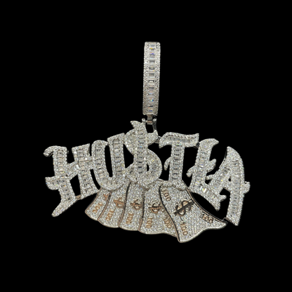 Hustla Money Stack Iced Out Letter Diamond Pendant Necklace – Custom Hip Hop Jewelry for Men