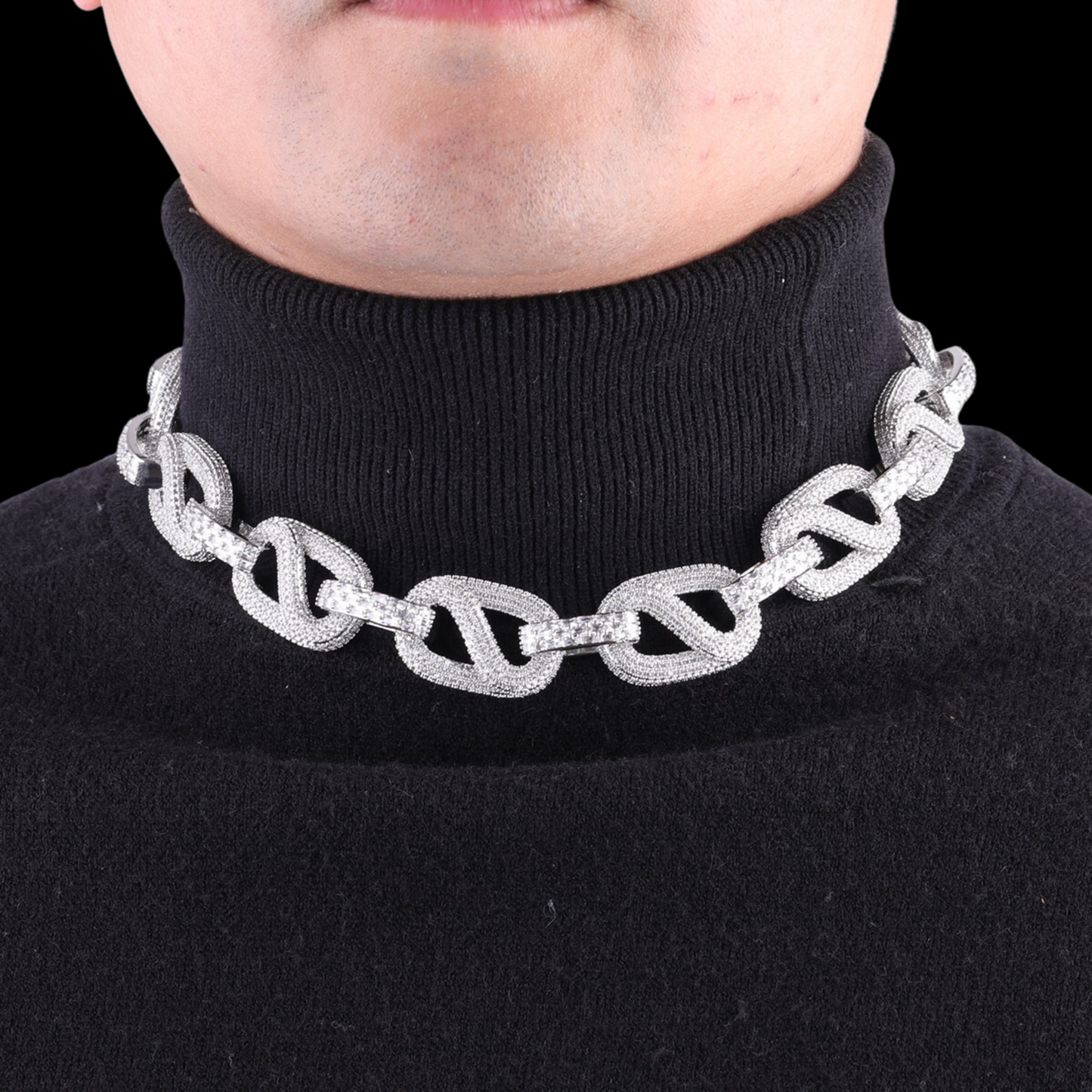 20MM Baguette and Stones Infinity Iced Out Diamond Necklace Chain – Luxury Hip Hop Jewelry for Men & Women