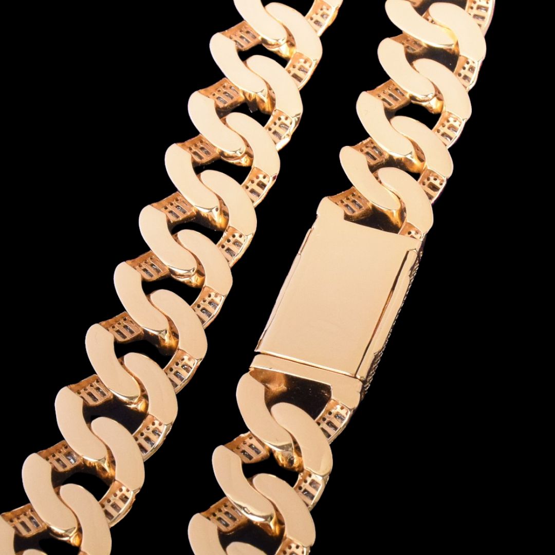 20MM Baguette Link Iced Out Diamond Necklace Chain – Luxury Hip Hop Jewelry for Men & Women
