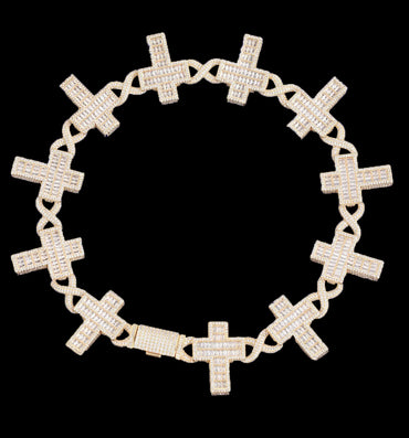 14MM Cross Infinity Link Iced Out Necklace Chain - CaratixJewelry