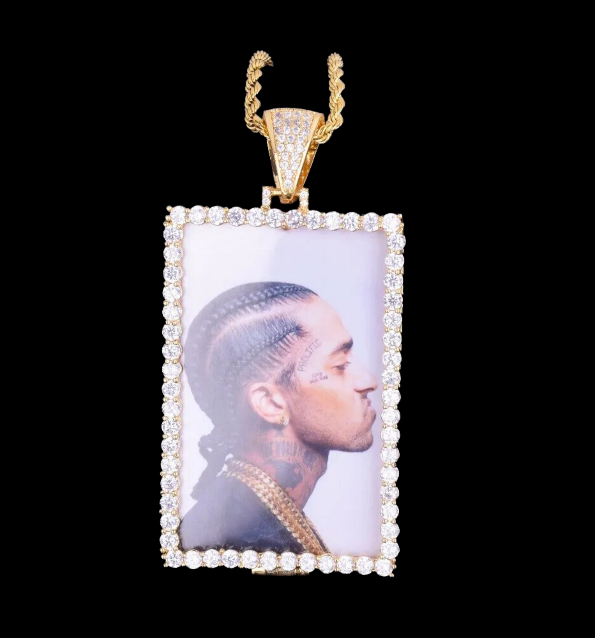 Rectangle Tennis Custom Photo Picture Pendant Necklace 