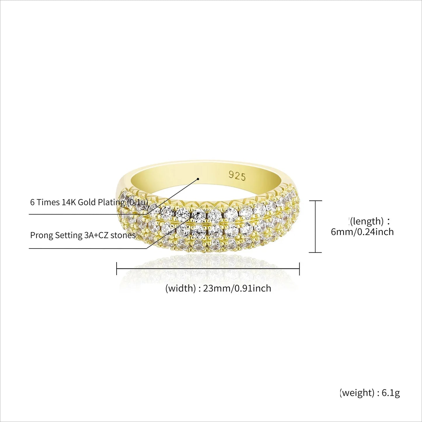 S925 Sterling Silver Starry Night Ring | Full Iced Out Pave Band | Caratix