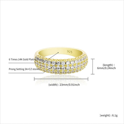 S925 Sterling Silver Starry Night Ring | Full Iced Out Pave Band | Caratix