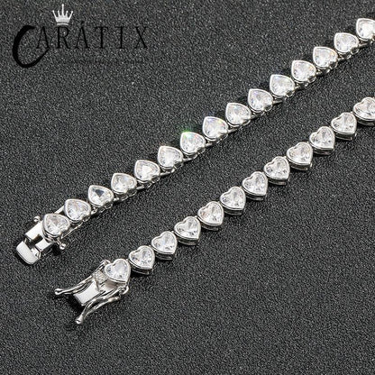 CARÁTIX - Hip Hop Bing Iced Out Heart Shape CZ Stone Tennis Link Chain Chokers Necklaces for Men Women Unisex Lovers Rapper Jewelry Gift Valentine's Day Gift for Men & Girls & Boys Mothers' Day Gift #Springtok