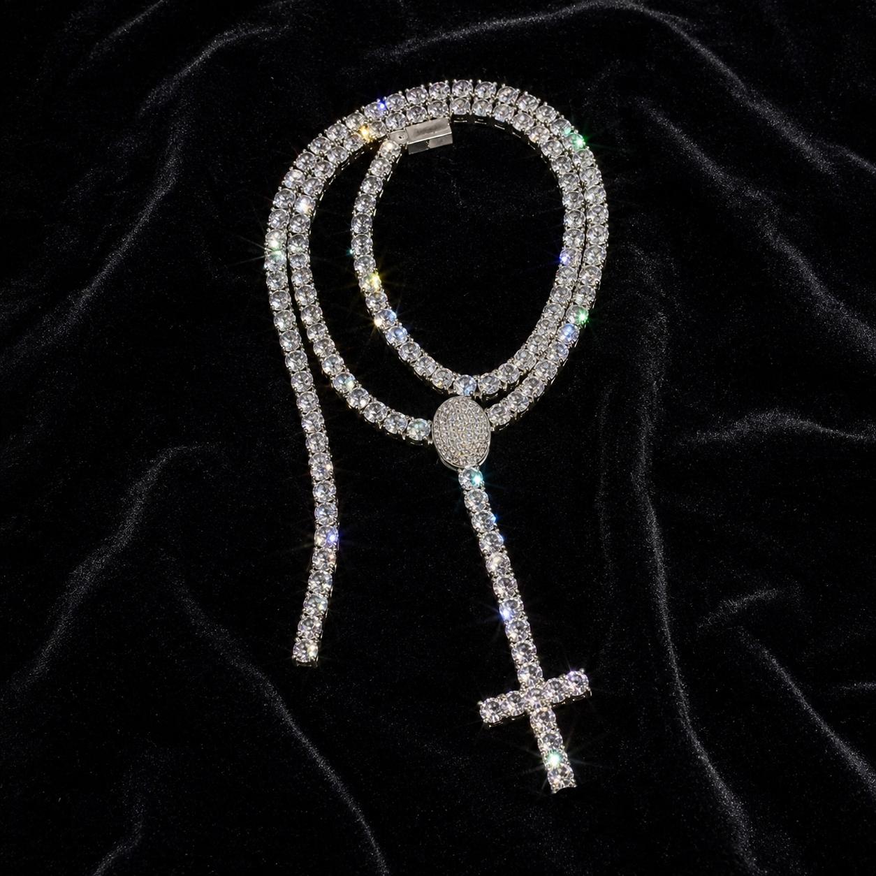 CARATIX Iced Out 5A CZ Cross Pendant Tennis Chain Necklace