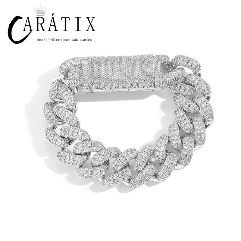CARÁTIX 20mm Full CZ Cuban Chain Set | 5A+ Iced Out Hip Hop Necklace & Bracelet for Men