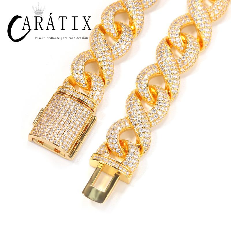 CARÁTIX Infinity 8 Shape Cuban Link Chain Necklace – 3A+ CZ Iced Out Hip Hop Bling Jewelry for Men | Solid Rapper Gift