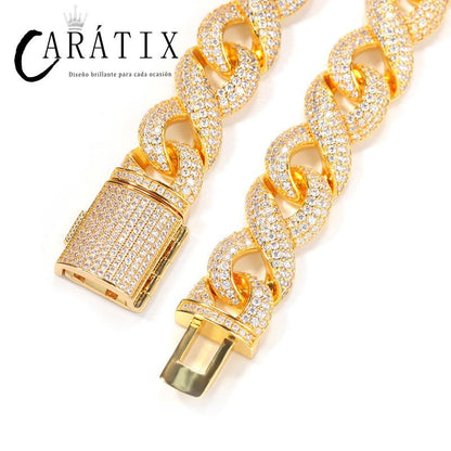CARÁTIX Infinity 8 Shape Cuban Link Chain Necklace – 3A+ CZ Iced Out Hip Hop Bling Jewelry for Men | Solid Rapper Gift
