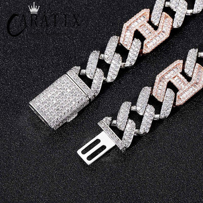 CARÁTIX 15mm Pig Nose Cuban Link Chain Necklace – AAA+ CZ Iced Out Hip Hop Bling Jewelry for Men | Rapper Gift