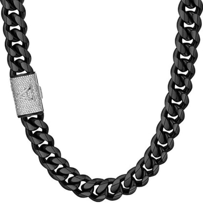 CARÁTIX Silver Letter Cuban Link Chain Necklace – Zircon Chunky Hip Hop Jewelry for Men | Punk Style Fashion Gift