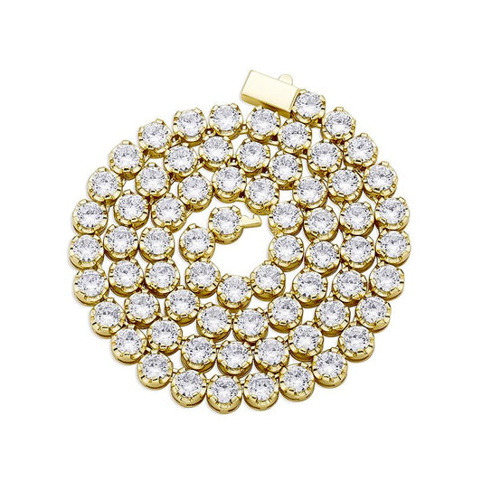 CARÁTIX - Hip Hop 4 Claws Setting Round CZ Stone Bling Iced Out Tennis Link Chain Chokers Necklaces for Men Women Unisex Rapper Jewelry Valentine's Day Gift for Men & Girls & Boys Mothers' Day Gift #Springtok