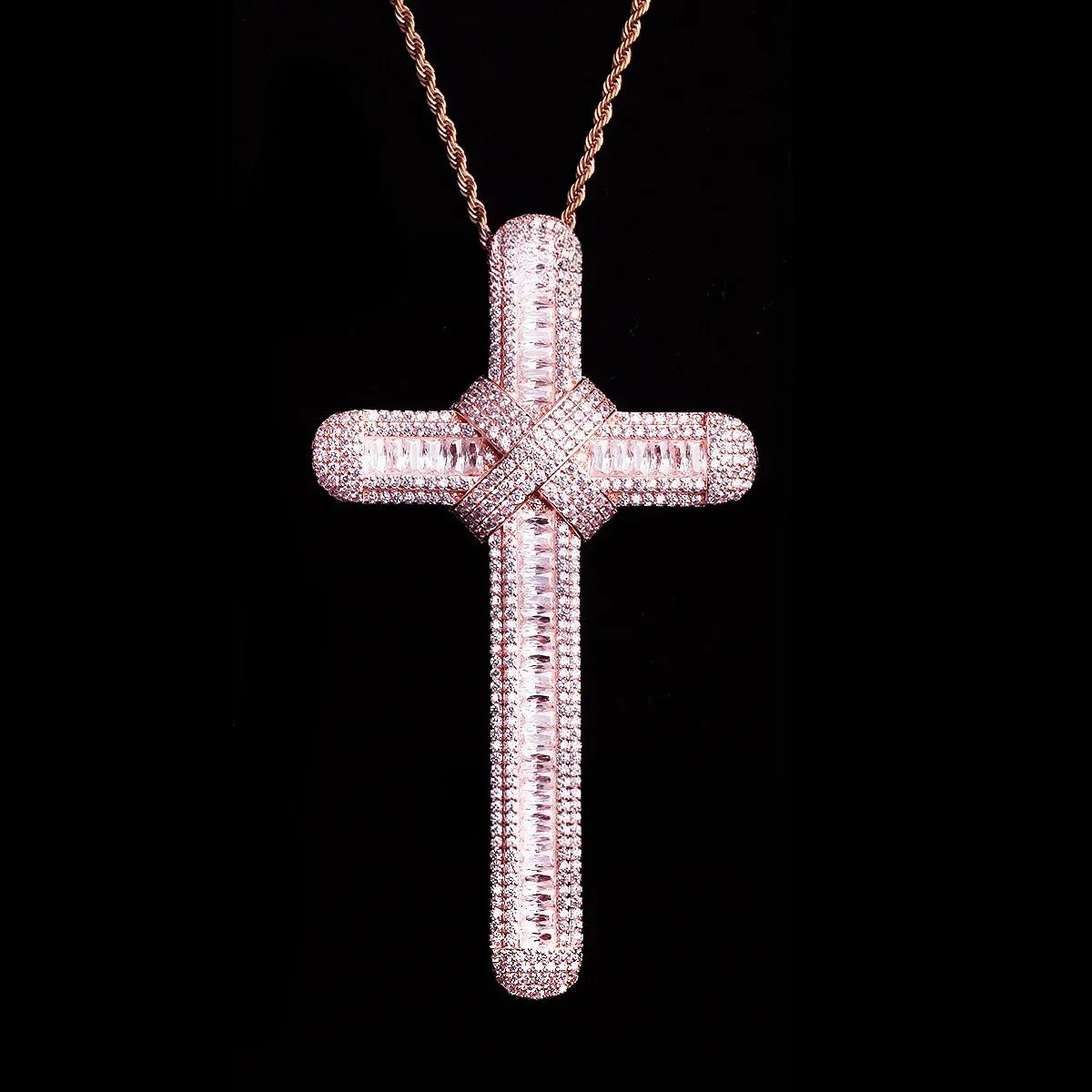 Massive Iced Out Oversized Cross Pendant | Men's Real Copper CZ Necklace - CaratixJewelry