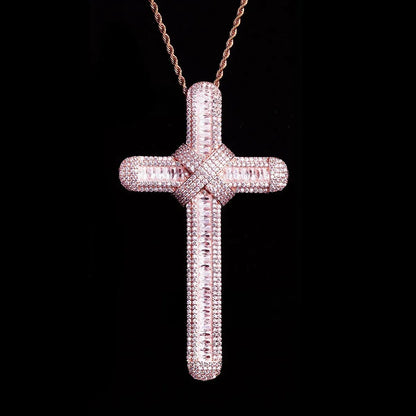 Massive Iced Out Oversized Cross Pendant | Men's Real Copper CZ Necklace - CaratixJewelry