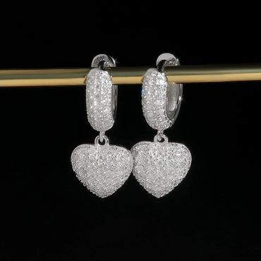 S925 Silver VVS Style Moissanite Heart Look Earrings - CaratixJewelry