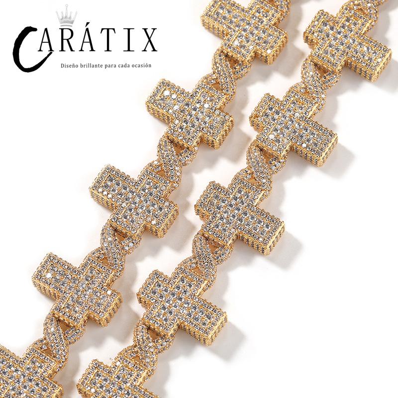 CARÁTIX Infinity Cross Link Chain Necklace – 5A+ CZ Iced Out Hip Hop Bling Jewelry for Men | Gold & Silver Rapper Gift