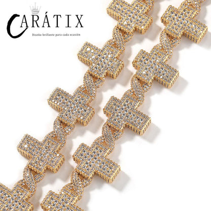 CARÁTIX Infinity Cross Link Chain Necklace – 5A+ CZ Iced Out Hip Hop Bling Jewelry for Men | Gold & Silver Rapper Gift