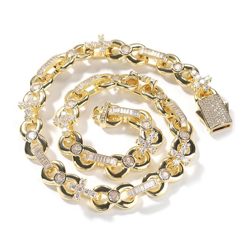 CARÁTIX Infinity Cross 8-Shape Link Chain Choker Necklace – Iced Out CZ Hip Hop Jewelry for Men & Women