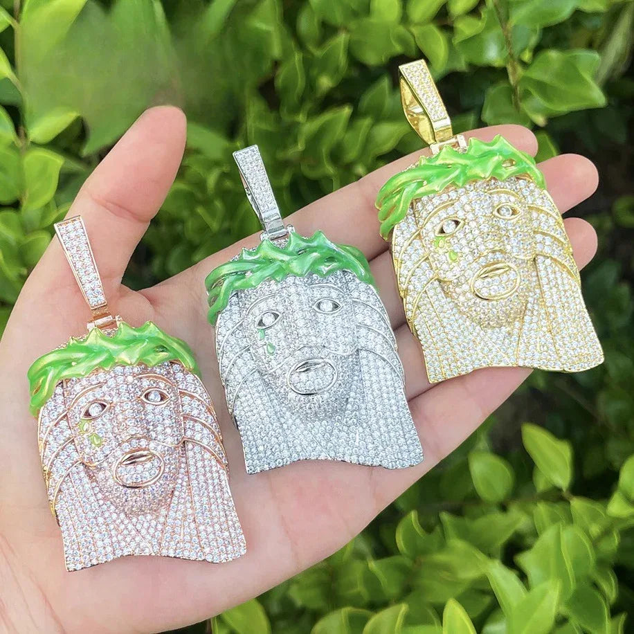 2026 New Iced Out Jesus Piece Pendant | Unisex Realistic Jesus Head Necklace - CaratixJewelry