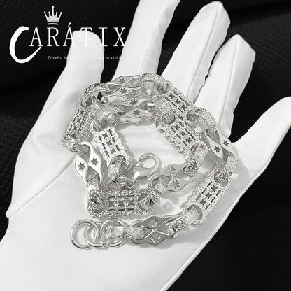 CARÁTIX 10mm Coin Chain Necklace – Gold Plated Hip Hop Bling Jewelry for Men | Creative Chino Link Design