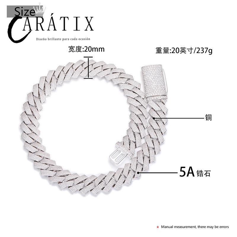 CARÁTIX 20mm 4-Row Rhombus Cuban Chain | CZ Iced Out Miami Link Hip Hop Necklace for Men