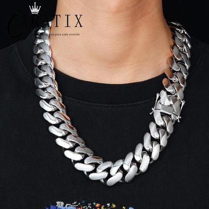 CARÁTIX – 25mm Rhombus Cuban Link Chain Necklace | Hip Hop Iced Out Jewelry for Men & Women