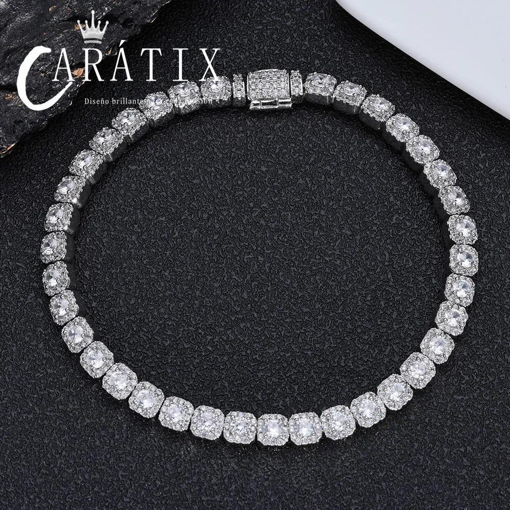 CARÁTIX - Women's Jewelry Bracelet Copper AAAAA Zircon 5mm Tennis Chain Gold/Silver Plated Flip Buckle Bracelet Valentine's Day Gift for Men & Girls & Boys Mothers' Day Gift #Springtok