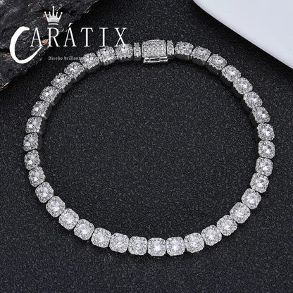 CARÁTIX - Women's Jewelry Bracelet Copper AAAAA Zircon 5mm Tennis Chain Gold/Silver Plated Flip Buckle Bracelet Valentine's Day Gift for Men & Girls & Boys Mothers' Day Gift #Springtok