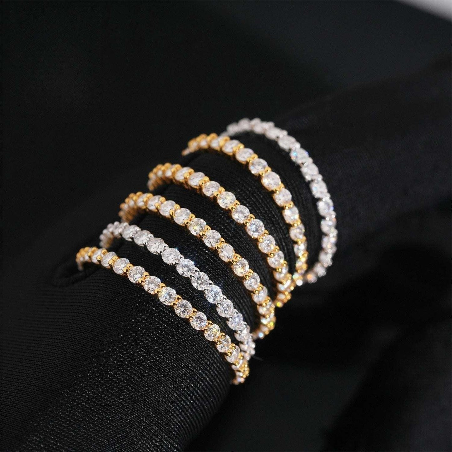 2mm Minimalist Moissanite Band Ring | S925 Silver Dainty Full Iced Out Jewelry - CaratixJewelry
