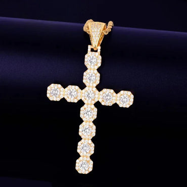 Iced Out Classic Cross Pendant | Men's Essential Hip Hop Necklace | Premium Copper CZ Religious Jewelry | Timeless Look | Caratix - CaratixJewelry