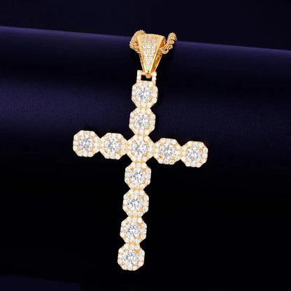 Iced Out Classic Cross Pendant | Men's Essential Hip Hop Necklace | Premium Copper CZ Religious Jewelry | Timeless Look | Caratix - CaratixJewelry