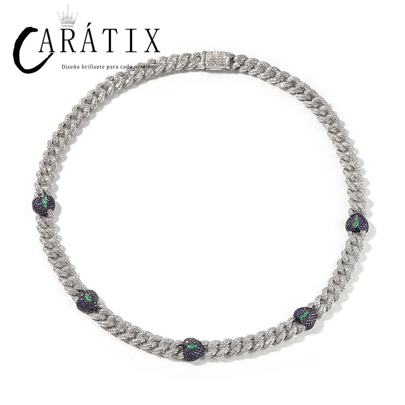 CARÁTIX 9mm Broken Heart Cuban Link Chain Necklace – 5A+ CZ Iced Out Hip Hop Bling Jewelry for Men | Rapper Gift